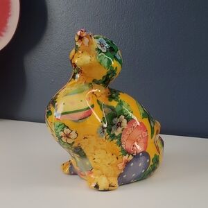 Yellow Decoupage Ceramic Duck – Easter Floral Decor
